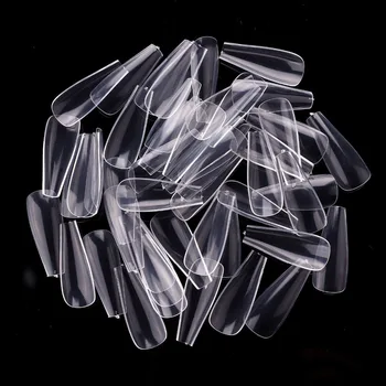 

KROFAUE 500Pcs/bag Clear Natural French Ballet Coffin False Acrylic Nails Art Tips UV Gel #0-9 ABS Fake Nail Manicure Tools