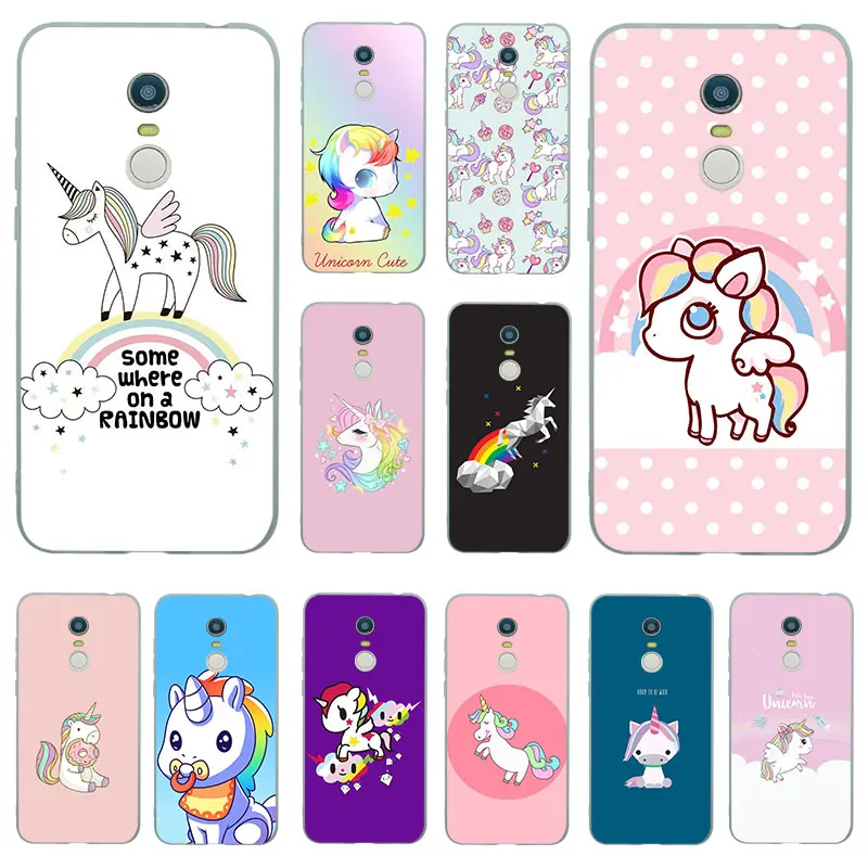 Silicone Cases For Xiaomi Redmi Note 8 Pro 7 6 5 5A 4 4X Rainbow unicorns Matte Cover 7A K20 TPU Case |