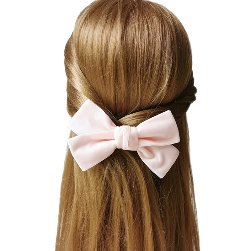 

12pcs Mixed Colors Velvet Hair Bow Teens Elegant Ladies Hair Accessories Handmade Large Bow Clips Hair Barrettes for Women