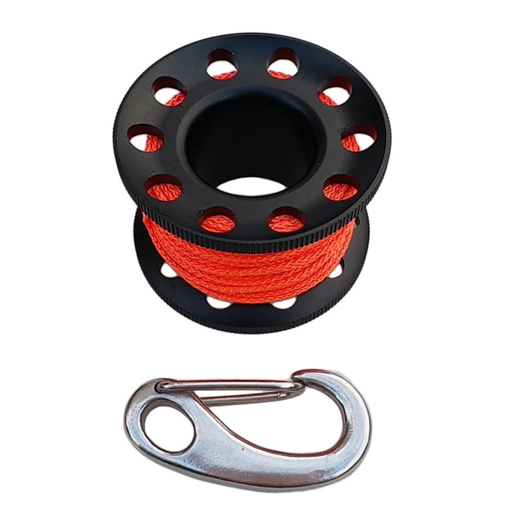 Черный Компактный Finger Reel Wreck Scuba Tech Дайвинг катушка с 10 м/98ft оранжевый веревка - Цвет: Черный