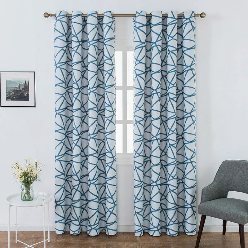 

New Nordic Curtains for Living Room Minimalist Style High Precision Printing Blackout Window Curtain for Bedroom Finished