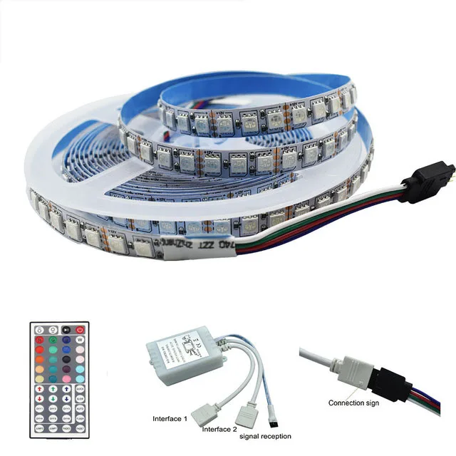 SMD 5050 одноцветная/RGB Светодиодная лента 2 м 3M 5 м DC 12 В рассеянный 120 светодиодный/м светильник лента для ТВ фона домашний автомобильный светильник ing украшение - Испускаемый цвет: RGB With Remote