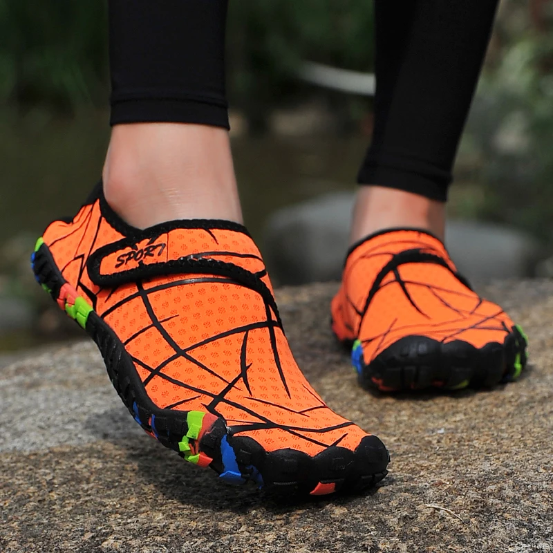 

Women Swimming Sneakers Flat Beach Sneakers Magic Sticker Colorful Gray Blue Orange Female Shoes Summer Women Shoes 978