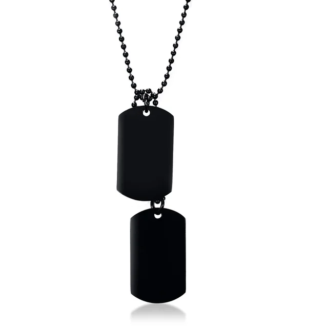 Double Dog Tag Pendant Necklace 
