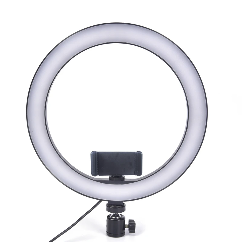 10 дюймов 26 см USB интерфейс Dimmable светодиодный кольцевой светильник для селфи камера телефон фотография видео макияж лампа с зажимом для телефона