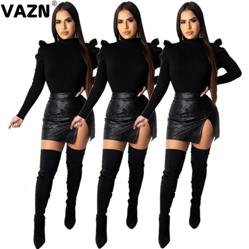 VAZN, осень, уличная, офисная, женская, деловая,, Круглый ворот, футболка, модная, Mujer Young Wind, длинный рукав, футболка для ночного клуба