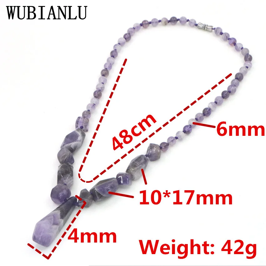 WUBIANLU Natural Irregular Stone Crystal Amethysts Beads Necklace Women In Pendant Necklaces Energy Monitoring Jaspers Jewelry