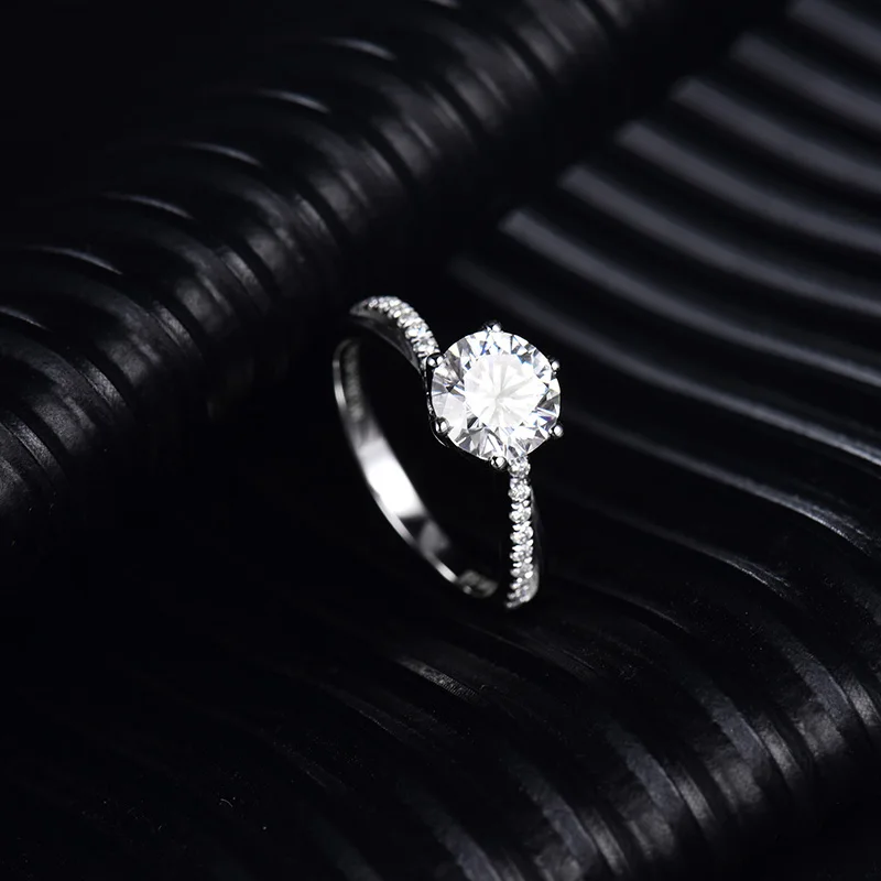 1ct Moissanite LOVERJEWELRY, 14 к, белое золото, женские кольца с муассанитом, для молодых девушек, юбилей, помолвки, вечерние, лучший подарок, хорошее ювелирное изделие - Цвет камня: 1ct Moissanite