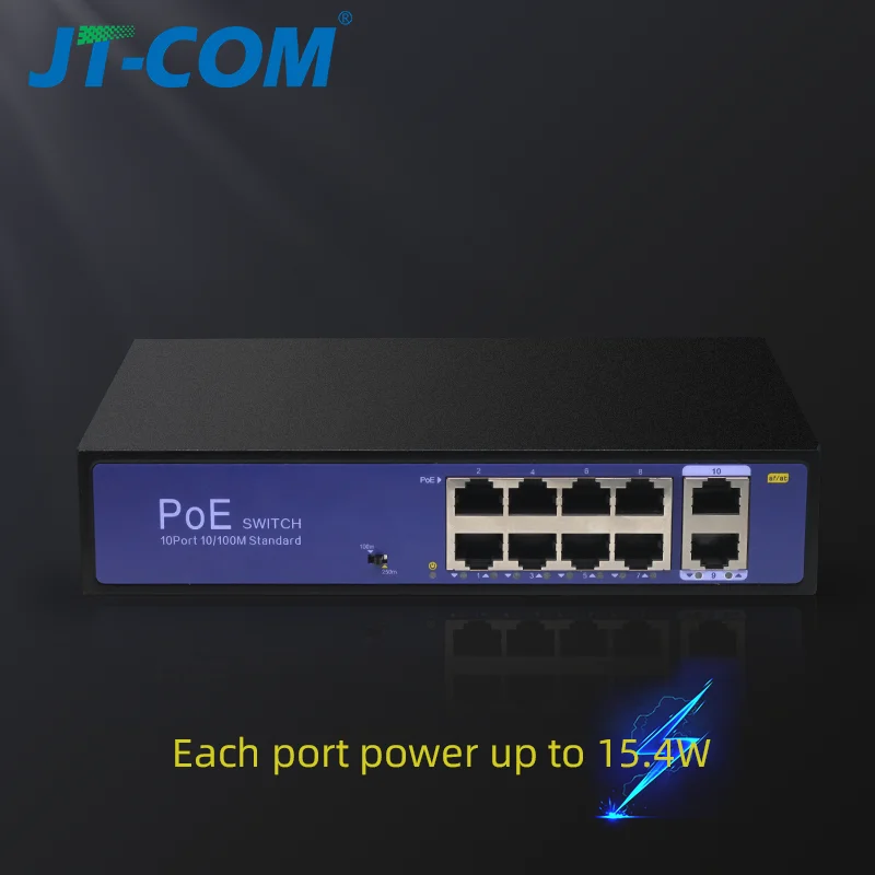 Сетевой коммутатор POE 48 В Ethernet с портами 10/100/1000 Мбит / с 5/6/8/10 IEEE 802.3af / at Подходит для IP-камер / беспроводных систем AP / камер видеонаблюдения с адаптером питания 100 Вт