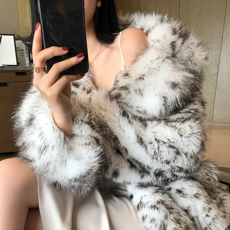 Fang Tai Fur Женская импортная шуба из лисьего меха пальто с длинными рукавами с лисьим мехом с отложным воротником, тонкие леопардовые женские меховые пальто с натуральным лисьим мехом