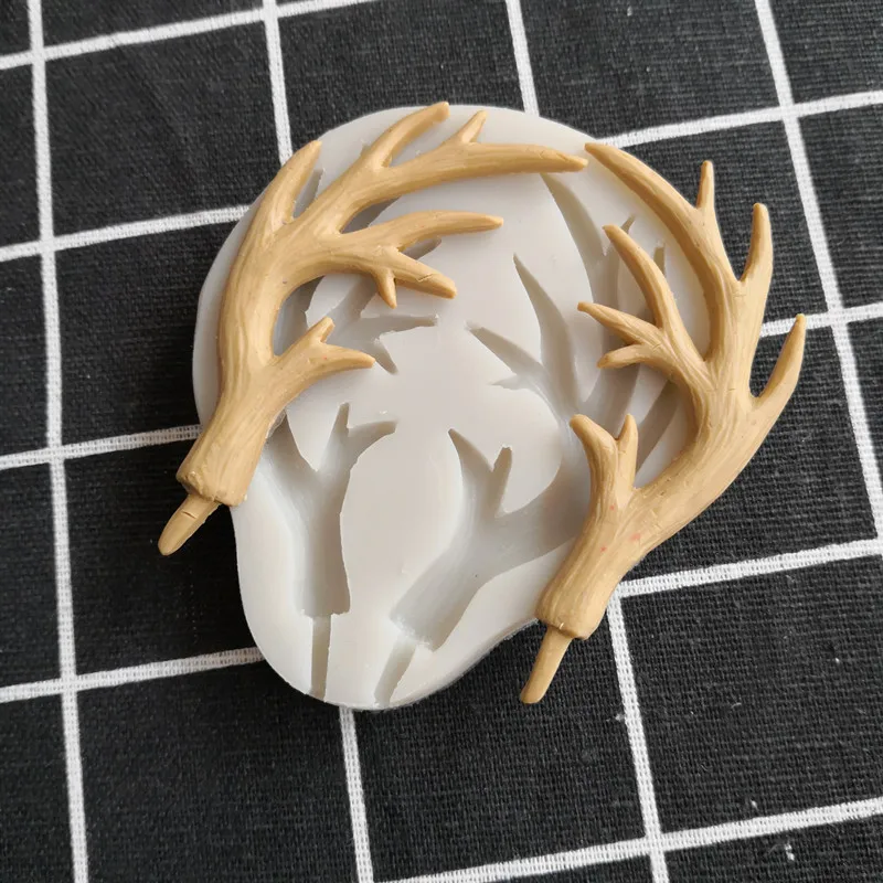 3D оленьи рога силиконовые помадные формы рождественские украшения торта инструменты шоколадные помадки аксессуары для выпечки Sugarcraft
