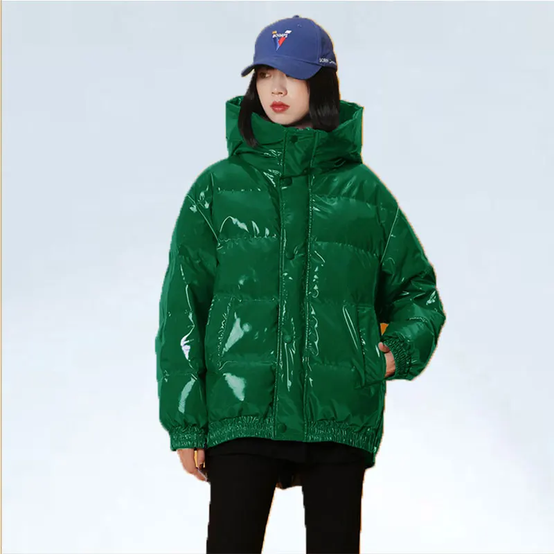 

Women's Down Jacket Trend Shiny Winter Jacket Women Hooded Padded Parka 2019 New Arrival Thick Warm Winter Coat waterproof Coat