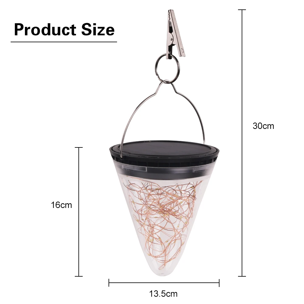 Solar LED Lights Cone Shape Hanging Lamp Outdoor Waterproof Yard Chandelier Light Christmas Decoration for home New Year Product