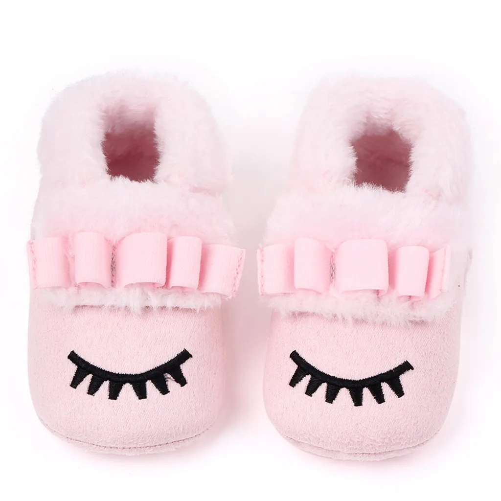 SAGACE Kwaii/Обувь для новорожденных; зимняя теплая плюшевая домашняя обувь с мягкой подошвой; тапочки унисекс; Теплая обувь для маленьких девочек