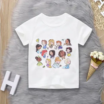 

Unisex Summer Children's Clothing Princess Cute Cartoon Boy And Girl T-shirt Aesthetics Fun Kid Top Crew Neck White Short Sleeve