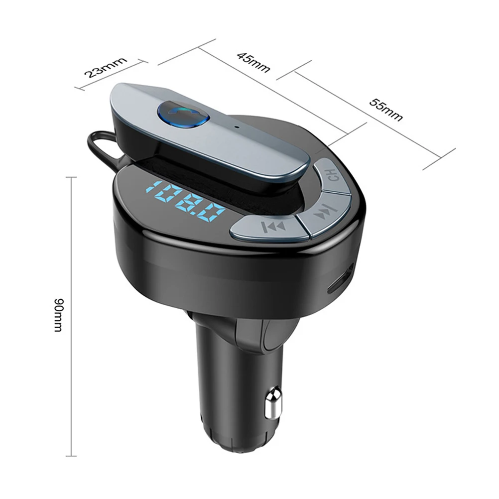 1 Набор из 5,0 беспроводной гарнитуры для автомобиля, гарнитура с USB, MP3 плейер, автомобильный комплект с зарядной док-станцией, Автомобильный MP3-плеер(черный