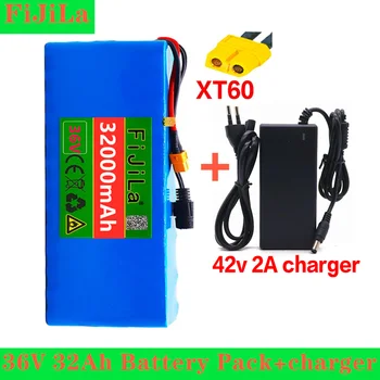 

36V 10S4P 32Ah battery pack 500W high power battery 42V 32000mAh Ebike electric bicycle BMS 42v battery with xt60 plug+charger