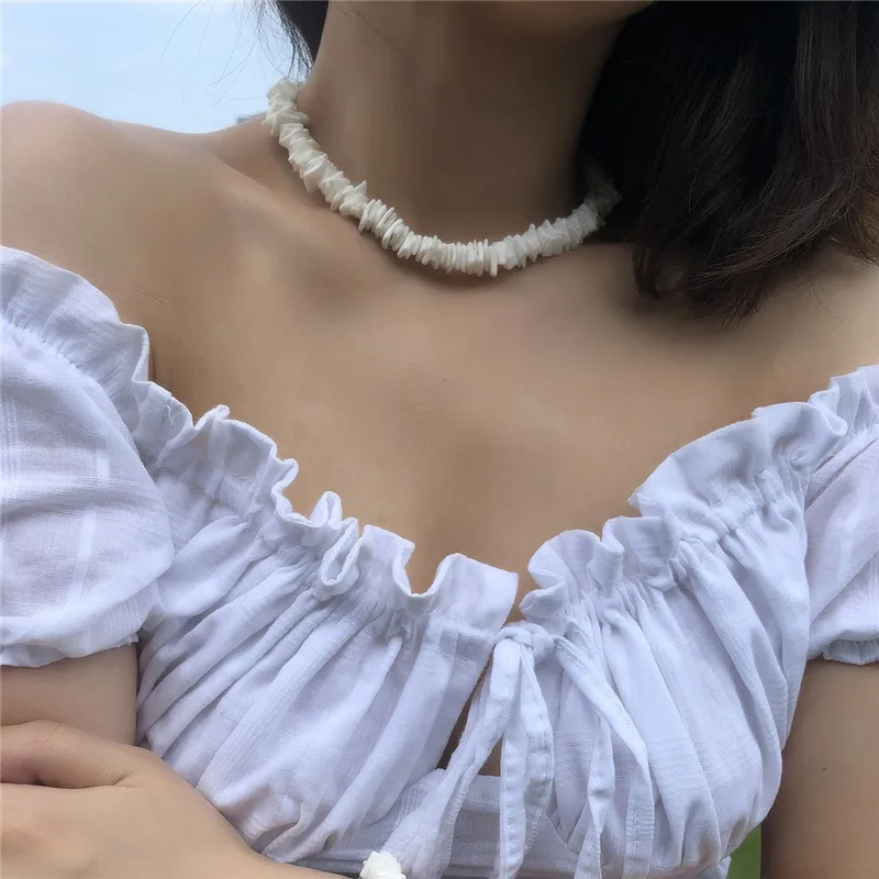 

TTLIFE Bohemian Necklace Gravel Sea Style White Color Chic Retro Creative Natural Shell Piece Necklace Jewelry bijoux femme Sets