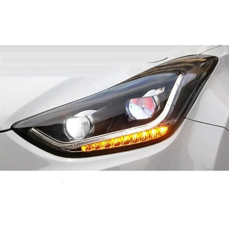 Запчасти лампы Luces Para Drl Авто боковой сигнал поворота ходовые Автомобильные светодиодные фары Задние Автомобильные фары в сборе для hyundai Elantra