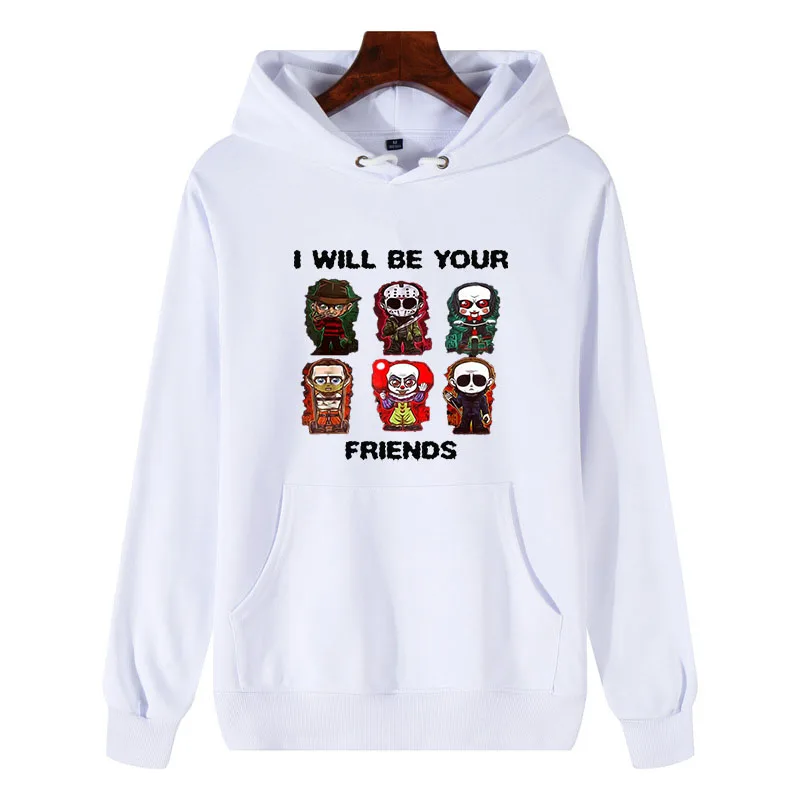 

Men/Women New Hoodies Horror Friends Pennywise Michael Myers Jason Voorhees Halloween Cotton matching Streetwear Unisex Pullover