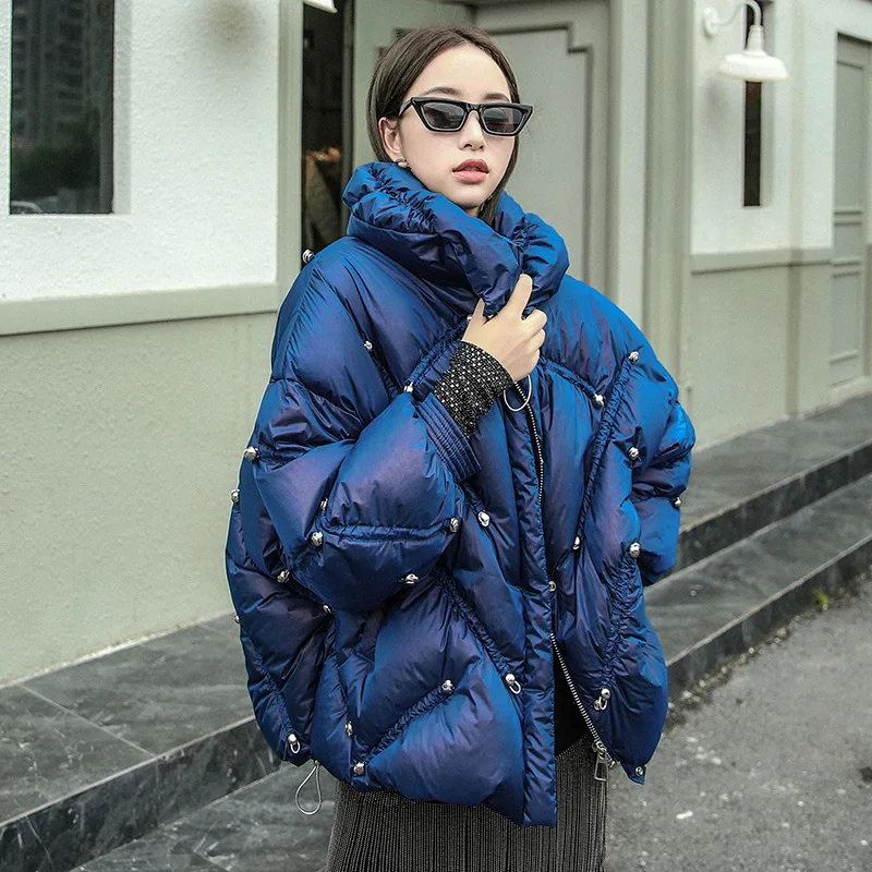 

Fashion down jacket 2020 new women's short winter small white duck down stand collar women's jacket