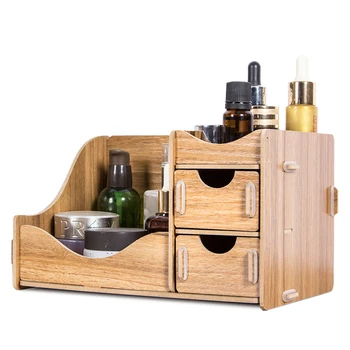 

Wooden Storage Boxes Home Organizer for Cosmetics Wooden Jewelry Box DIY Desktop Make Up Organizer Makeup Storage Bedroom New
