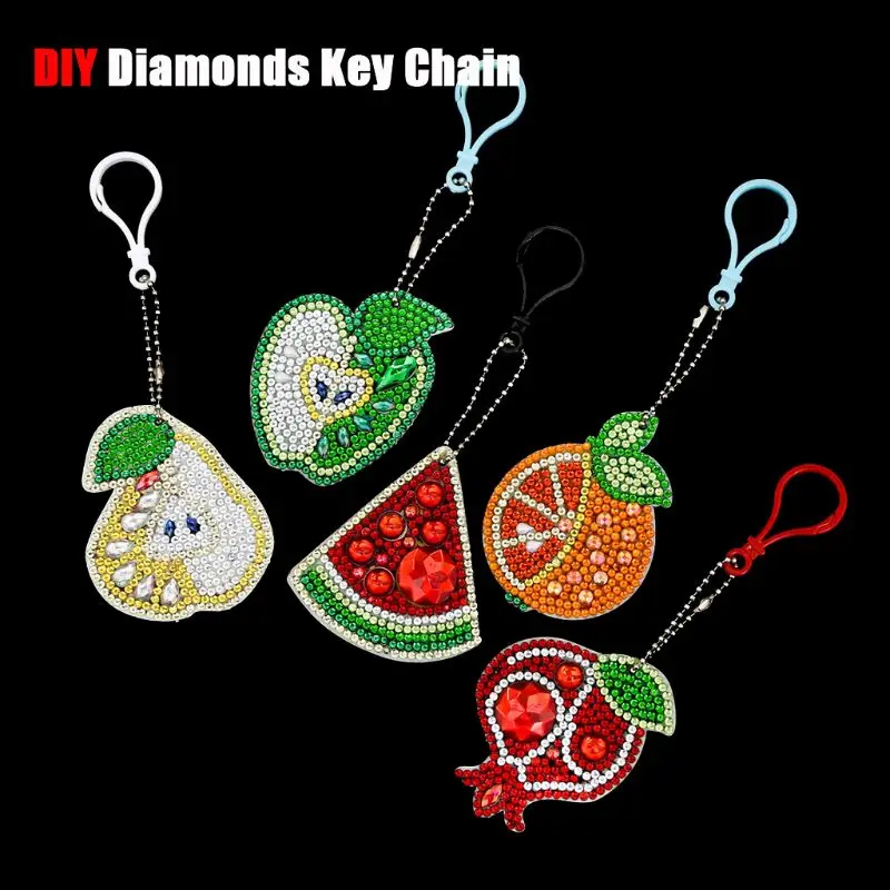 5 шт./компл. DIY живопись алмазного бурения Фрукты девушка из смолы Для женщин сумка брелок для автомобильных ключей кольца ювелирные изделия ручной работы подарки Q6PE