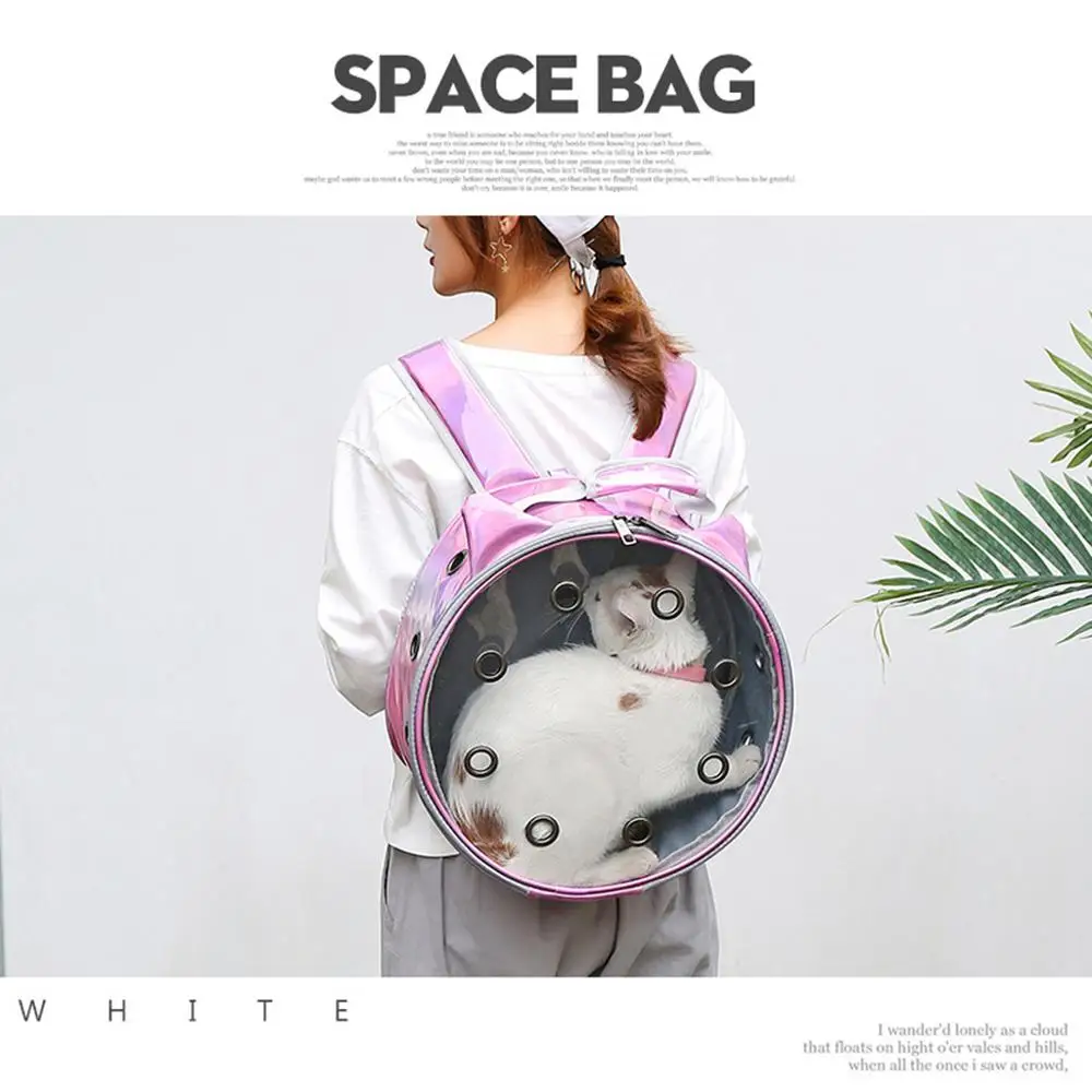 Cute Dog Cat Carrier Backpacks Pu Breathable Pet Out Light Backpack Pet Supplies