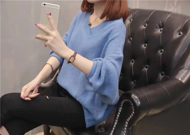 Пуловер, Blusas De Inverno Feminina, хлопок, половина 9307-8822, настоящая фотография, новинка, однотонный, v-образный вырез, летучая мышь, трикотаж, 52-1f, 5 рядов, 4 полки
