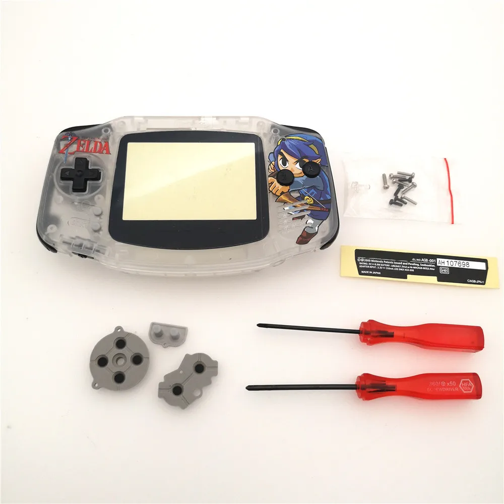Clear white Hyrule Hylian ZeldaLink рисунок DIY Полный Корпус в сборе Корпус чехол с резиновой прокладкой кнопки для Gameboy Advance Игровая приставка GBA - Цвет: Clear white