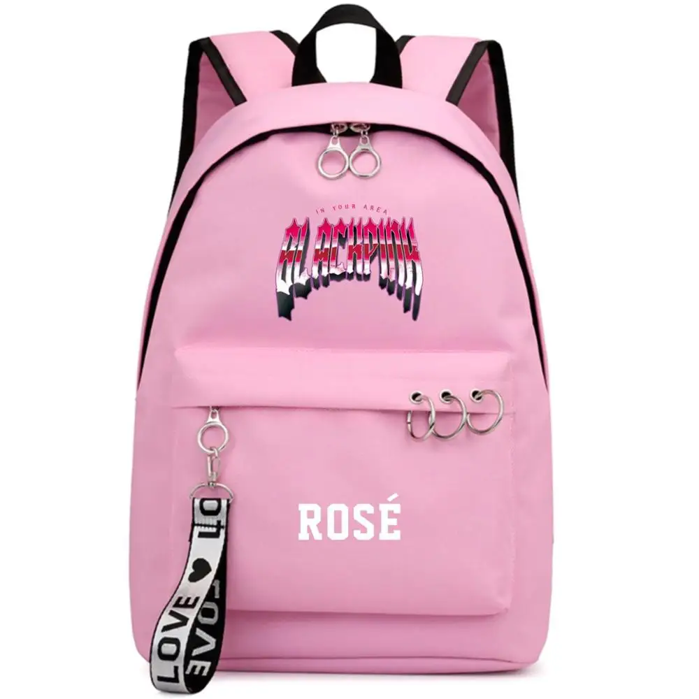 Style 3 Blackpink вентиляторы черный розовый рюкзак школьный книги сумки Mochila дорожные сумки ноутбук кольцо с изображением ленты рюкзак в форме круга розовый черный - Цвет: Style 3