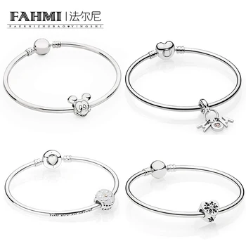 

FAHMI 100% 925 Sterling Silver PERFECT MUM HANGING CHARM SNOWFLAKE HEART CHARM Tree of Hearts Charm Portret Beaded Bangle Set