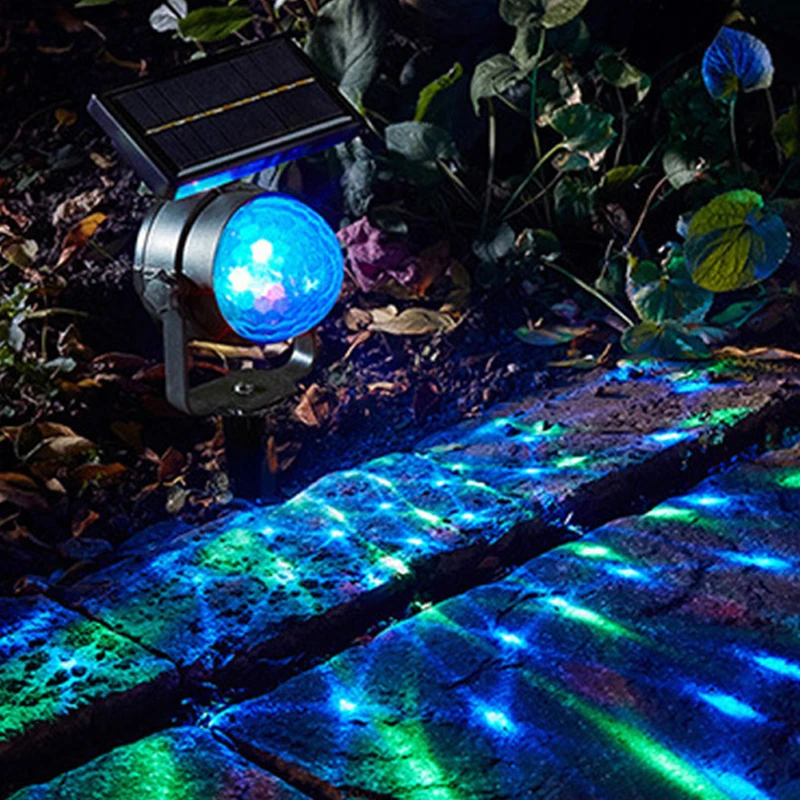 Outdoor solar garden Light LED Projector Lamp Colorful Rotating Lawn Decoration for Courtyard Decor Christmas Landscape Lighting | Лампы и
