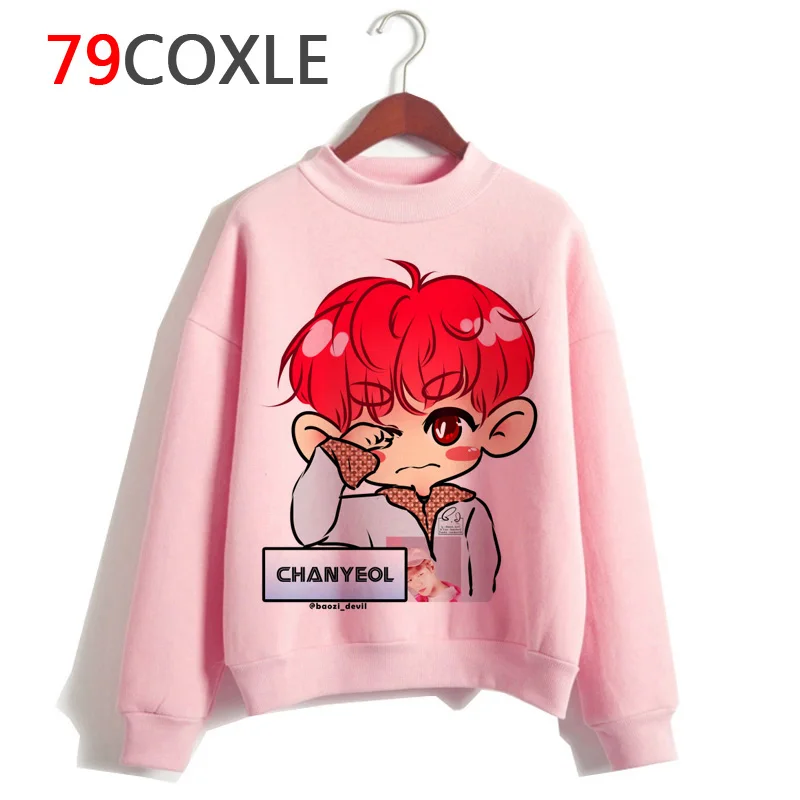 Exo harajuku Толстовка для женщин в Корейском стиле хип-хоп одежда Толстовка мультфильм уличная Женская Повседневная печать пуловер с капюшоном