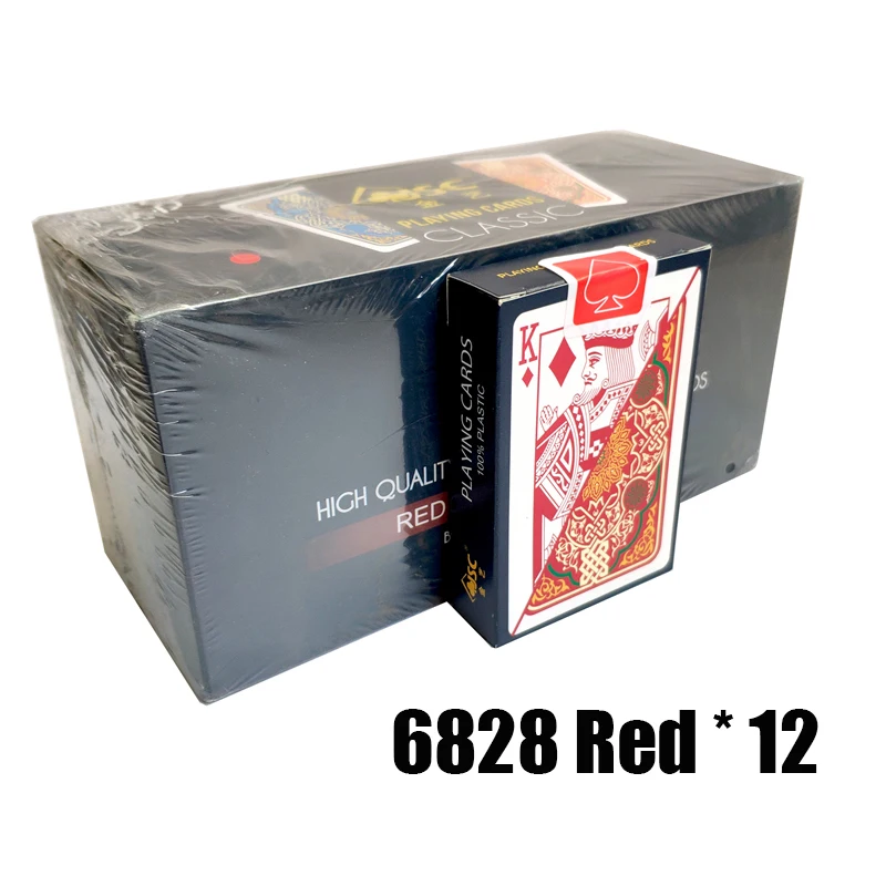12 палуба/коробка качество водонепроницаемый ПВХ пластиковый набор игральных карт тренд покер классические фокусы белый покер карты упакованы - Цвет: 6828 Red 12 Deck