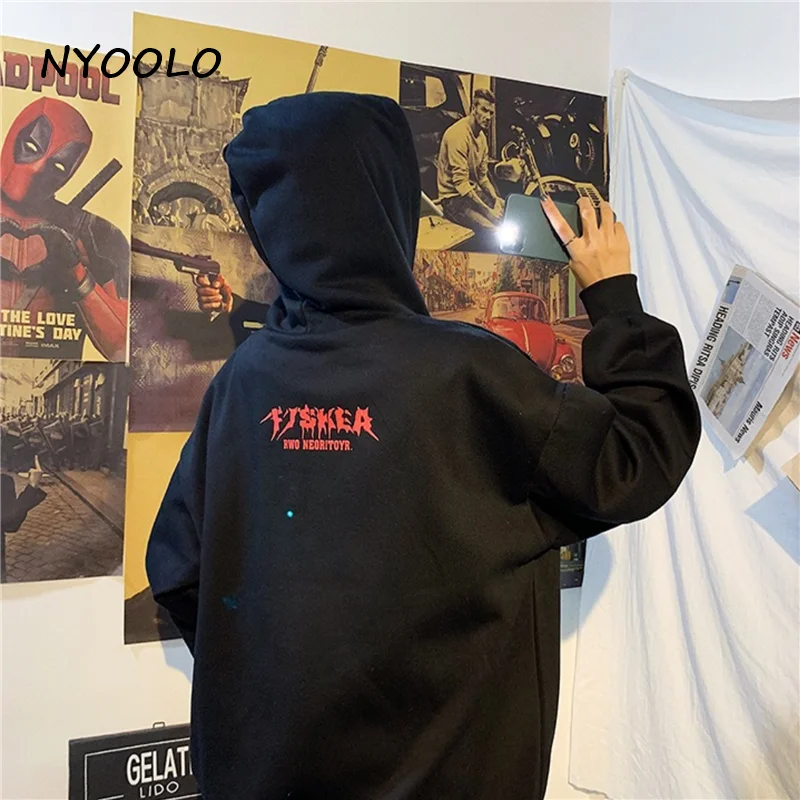 NYOOLO Harajuku уличный Забавный медведь с буквенным принтом, свободные теплые толстовки, осенне-зимние пуловеры с капюшоном, флисовая Толстовка для женщин и мужчин
