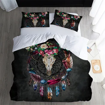 

Domineering Shofar Quilt Cover with 2 Pillowcase Home Textile Bedding Domineering Croissant Cover Three-piece Set Quilt Cover