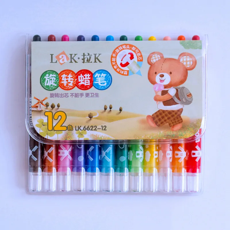 12/18/24/36 нетоксичные цветные водорастворимые crayon шелковистые масляная пастель палка со стирающимися чернилами детей поворотный картина товары для рукоделия для детей - Цвет: Long 12 colors