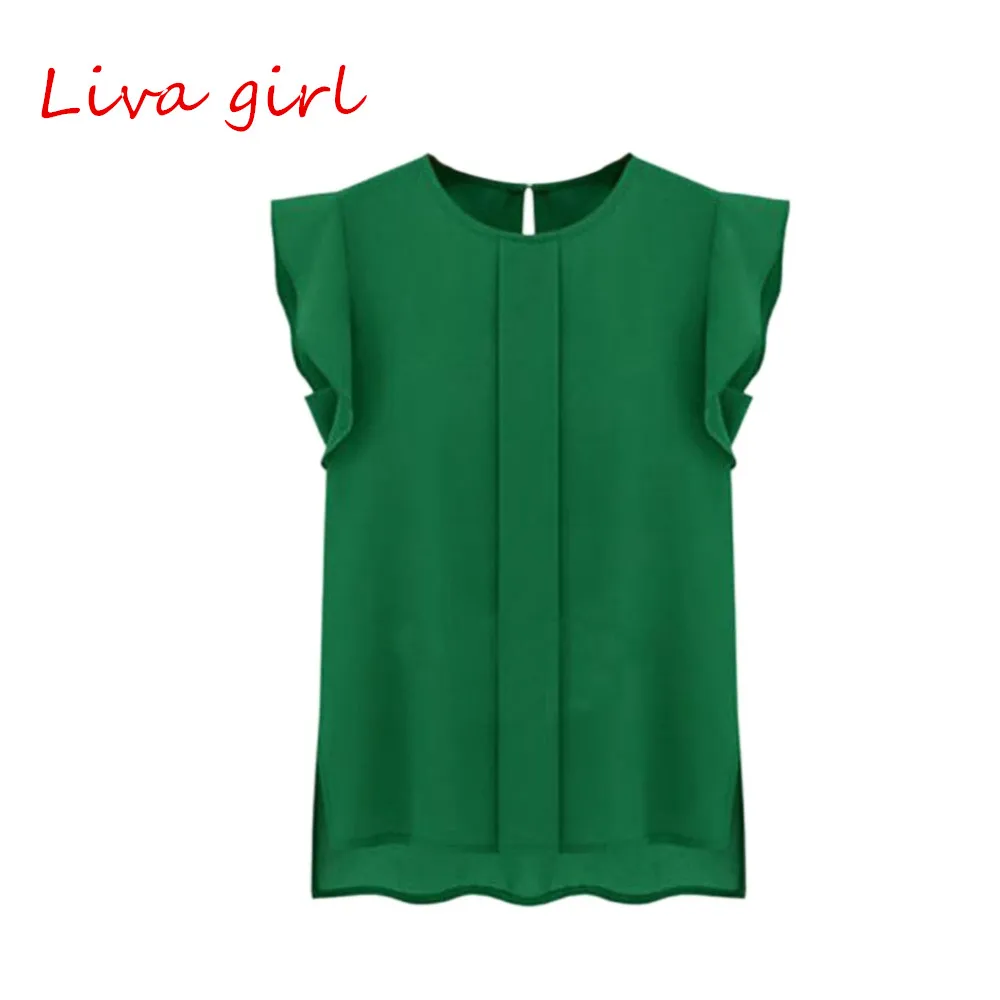 Women's Shirt Top Summer Top Casual Loose Short Sleeve Summer Short Sleeve Chiffon Solid Color Top Elegant OL Blouse
