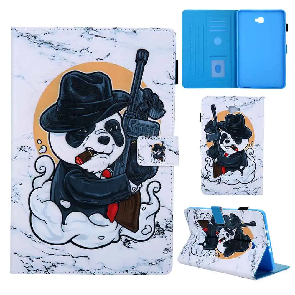 panda Противоударный кожаный чехол-подставка для Samsung Galaxy Tab A A6 T580 T585 SM-T585 T580N 10," чехол для автоматического сна смарт-чехол - Цвет: panda