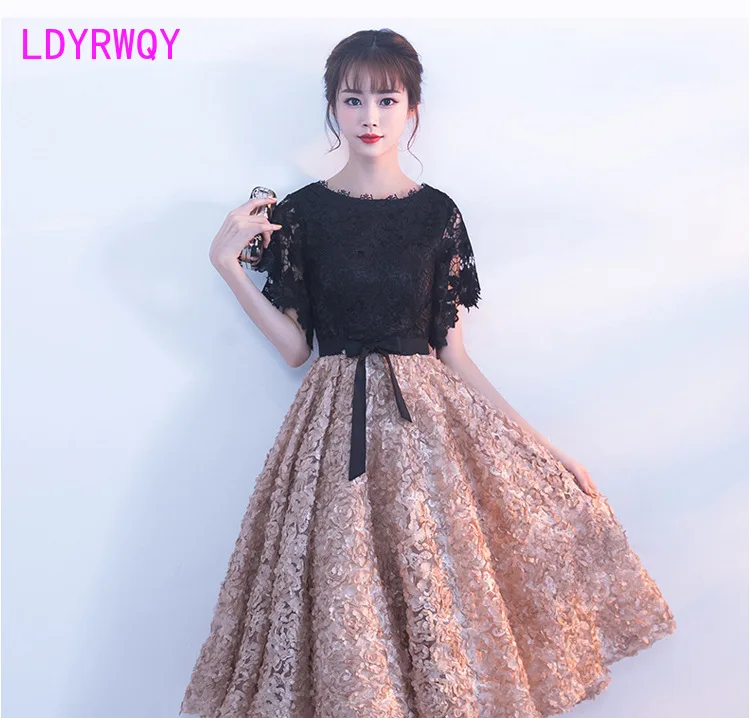 2019 new Japanese style spring and autumn party fashion lace stitching dress Patchwork  Sheath  Office Lady  Knee-Length