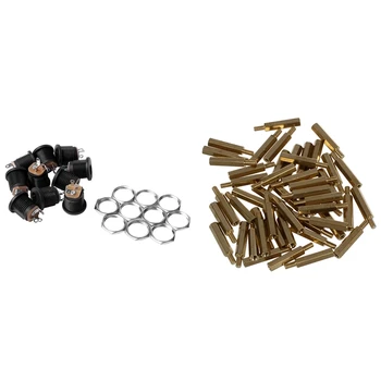 

60 Pcs Accessories: 50 Pcs M3 Male x M3 Female Screw PCB Stand-Off Spacer Hex & 10 Pcs Panel Mount Power Jack DC Socket