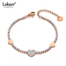 Lokaer, модные глиняные стразы, браслет с сердечком для женщин, нержавеющая сталь, CZ Кристалл, звеньевая цепочка, браслет на Рождество B19134