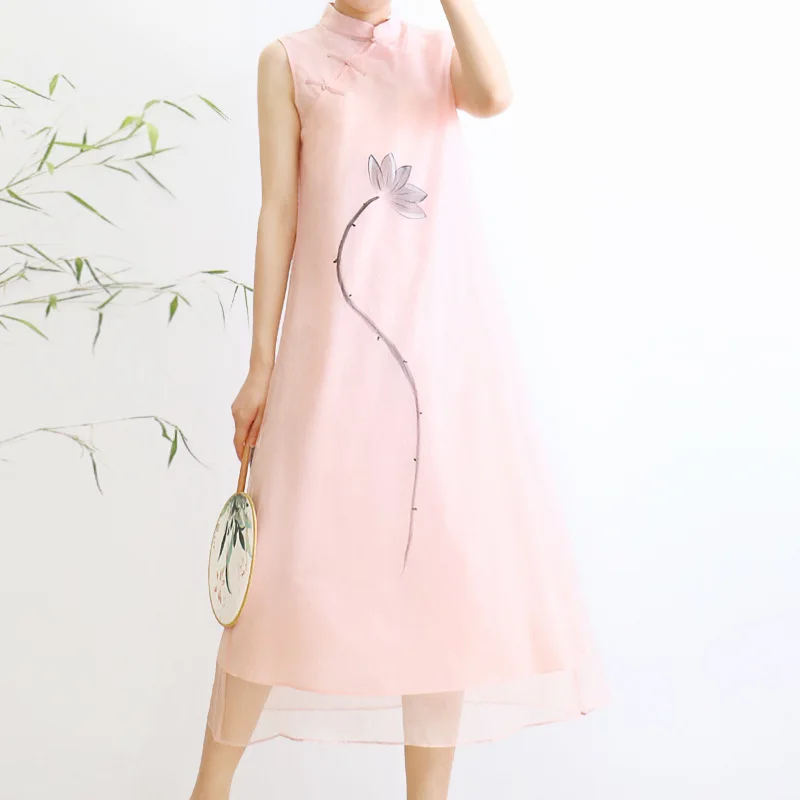 Roze Lutos Bloemen Zijde Qipao Jurken Vrouwen 2020 Zomer Lange Casual Kantoor Werk Strand Boho Jurk Plus Size Mouwloze Dropship Roze Lutos Bloemen Zijde Qipao Jurken Vrouwen 2020 Zomer Lange Casual Kantoor Werk Strand Boho Jurk Plus Size Mouwloze Dropship