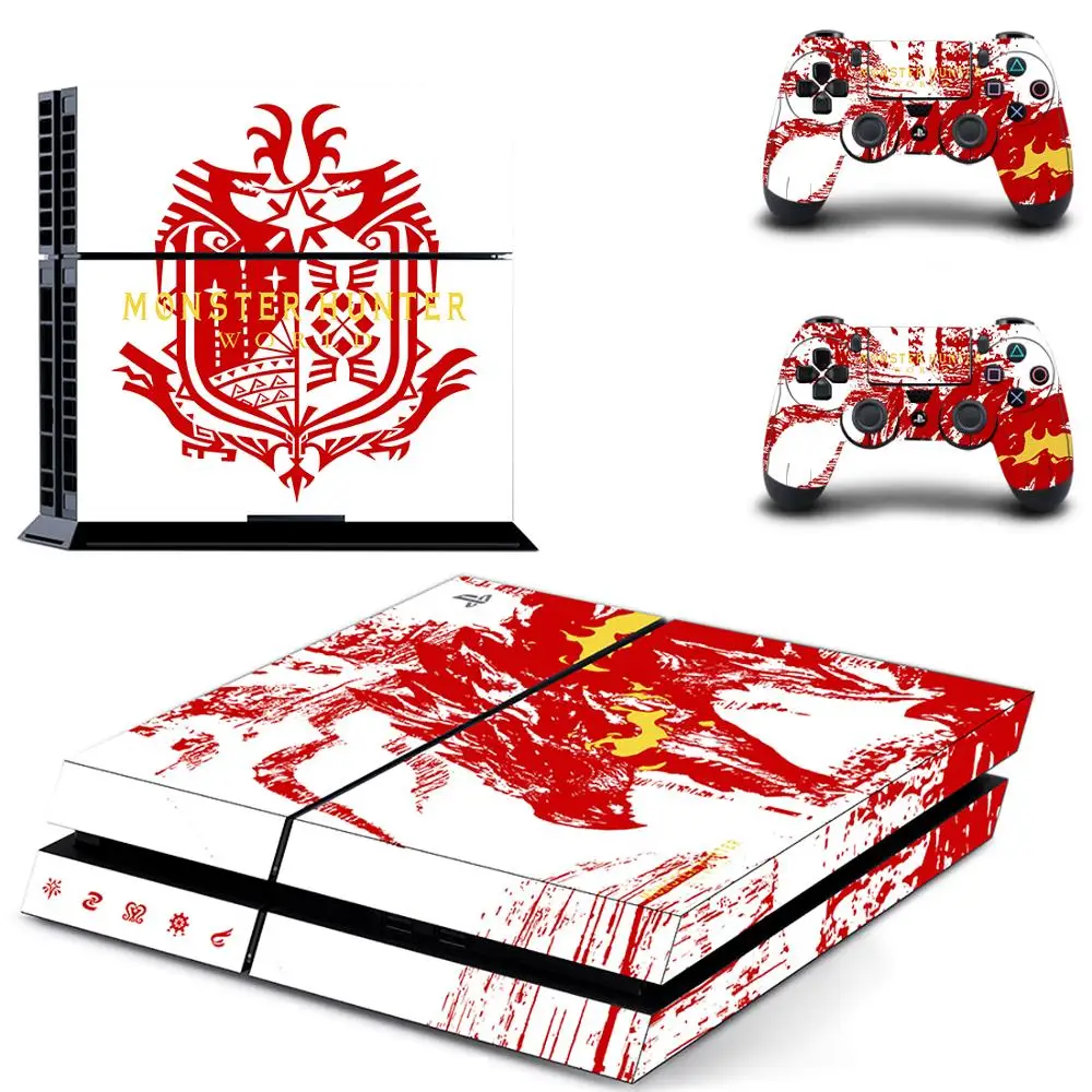 Monster Hunter World полное покрытие лицевые панели наклейка для PS4 Наклейка для playstation 4 консоль и контроллеры наклейка для PS4 виниловая наклейка