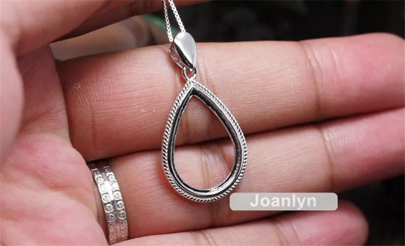 Joanlyn Подвеска для 14x20 мм Груша Кабошоны белое золото покрытием 925 Серебряный кулон пустая основа для подвески DZ025