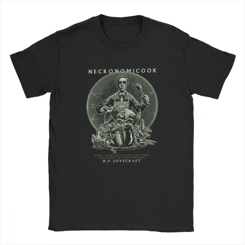 

one yona Men Necronomicook Call Of Cthulhu T-Shirts Lovecraft Arkham Arcane Horror Unique Crewneck 100% Cotton Adult T Shirt