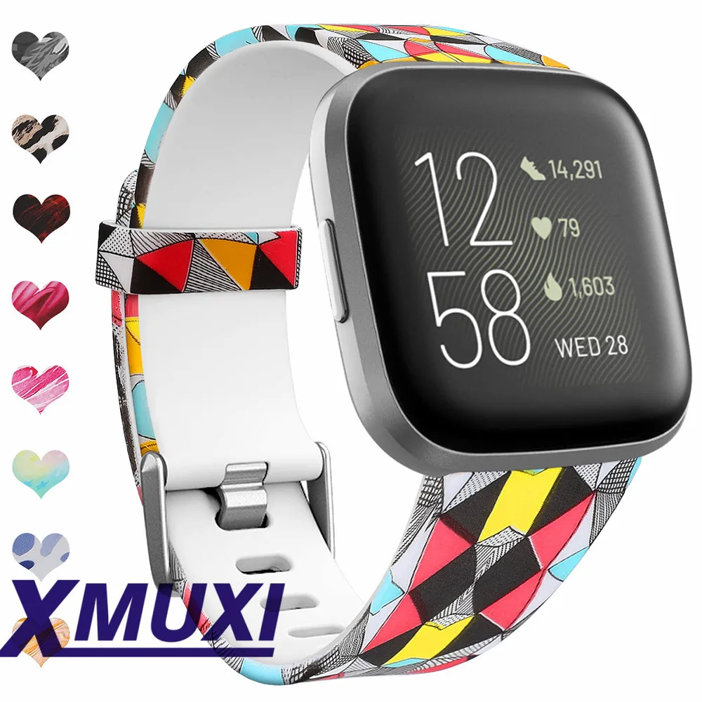 Цветочные ремешки для Fitbit Versa /Versa 2/ Lite/SE Классические мягкие с принтом без