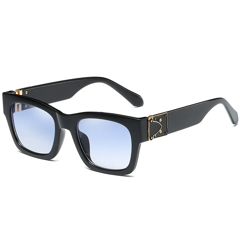Longkeader, квадратные солнцезащитные очки для мужчин и женщин, Ретро стиль, фирменный дизайн, панк стиль, солнцезащитные очки, мужские, оттенки, черные, коричневые, UV400, Gafas de Sol - Цвет линз: C2Black Blue