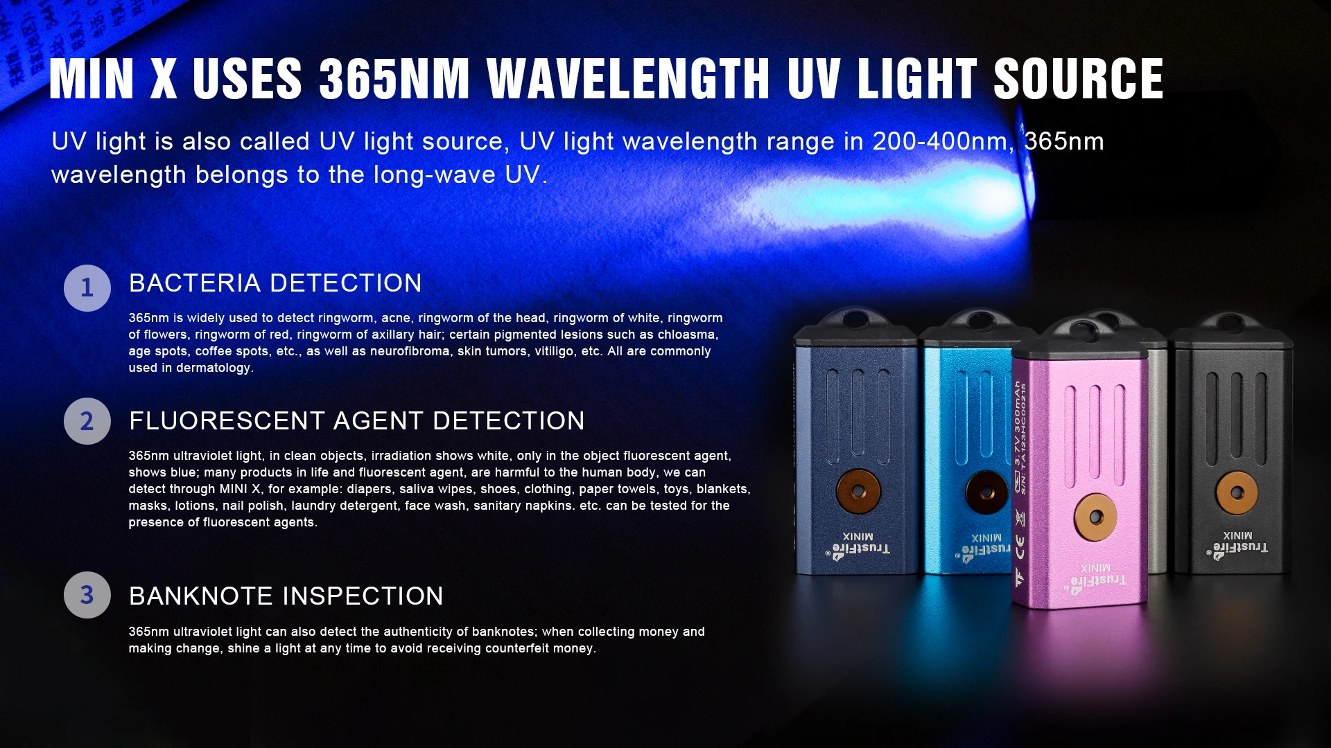 365nm lâmpada uv luz vermelha typec usb